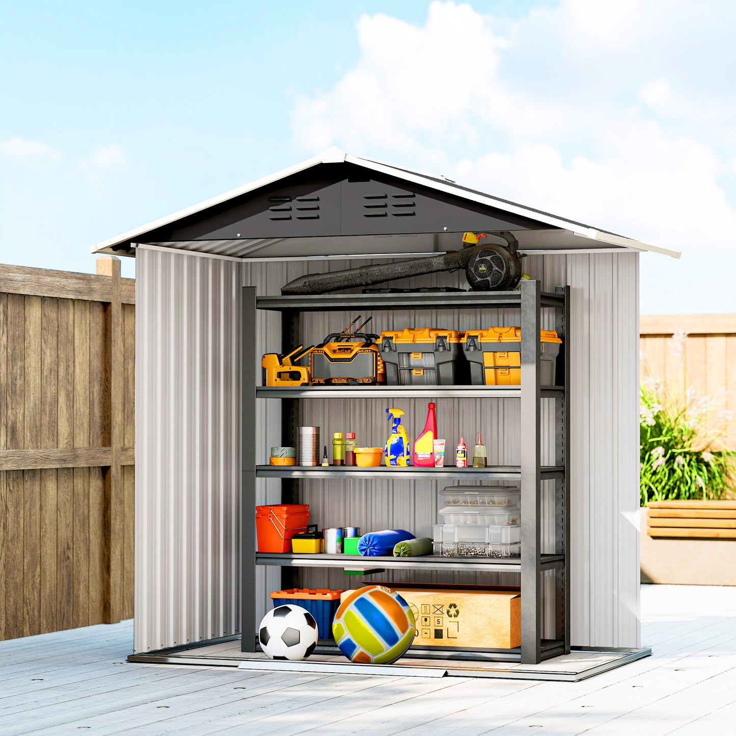 6.5x3.5ft Metal Garden Shed for Garden, Dark Grey