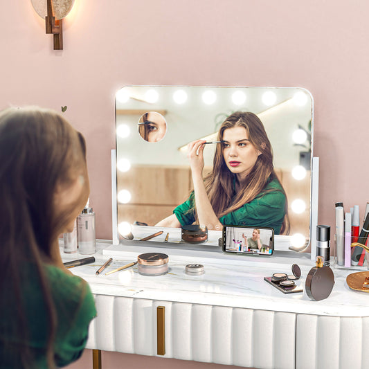 Warehouse Clearance Sale - Hollywood Dimmable Lighted Makeup Mirror with Magnifier, USB Port