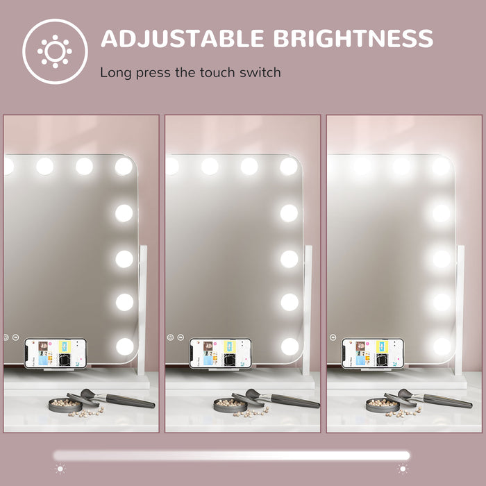 Hollywood Dimmable Lighted Makeup Mirror with Magnifier, USB Port