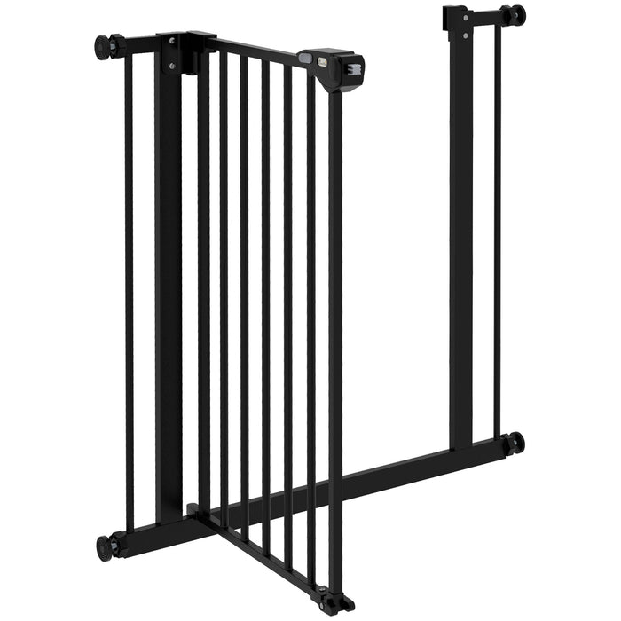 Metal 74-80cm Wide Adjustable Dog Gate Black