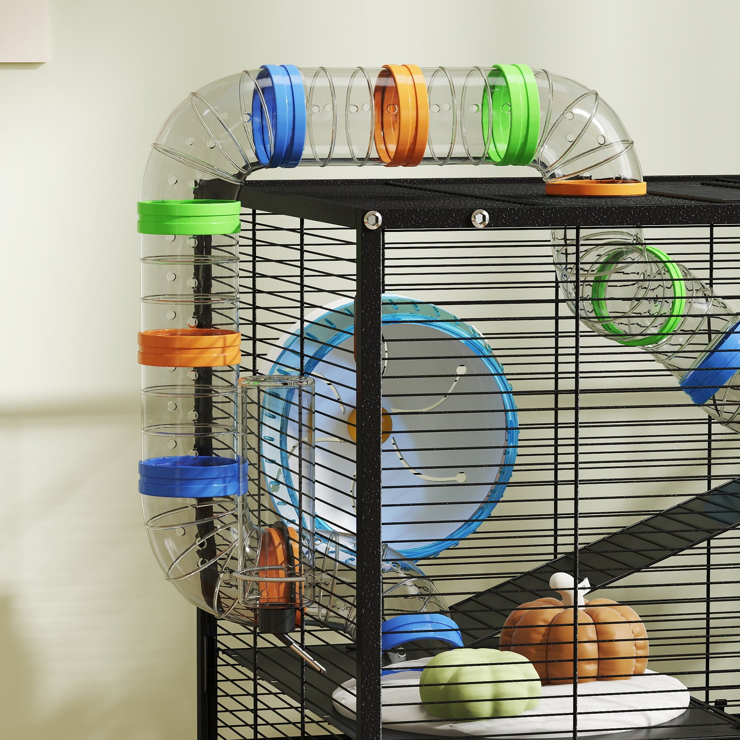 Hamster Cage, 3 Tier Gerbil Cage on Wheels with Storage Shelf