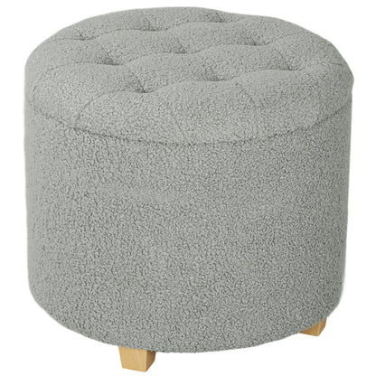 45cm Round Ottoman with Storage, Lid, Cashmere Footstool, Grey