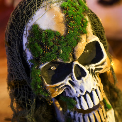 Sound-Activated Half-Body Halloween Skeleton with Moving Head and Body, Lights and Howling Sounds - Khaki