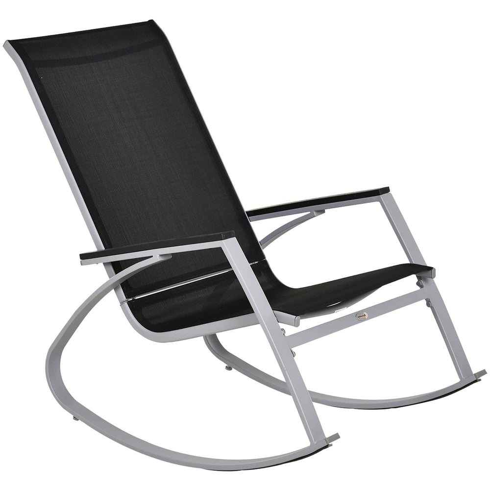 Rocking Chair Sun Lounger Garden Seat Patio High Back Texteline Black