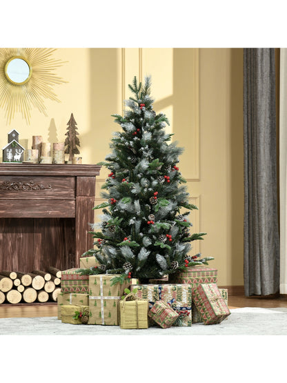 5FT Artificial Snow Dipped Christmas Tree Xmas Holiday Pencil Tree Green
