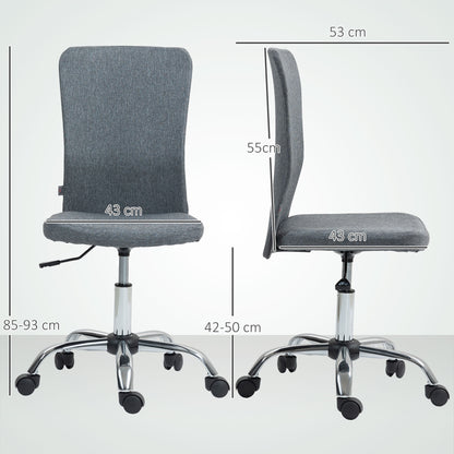 Armless Computer Desk Chair, Makeup Vanity Chair for Home, Grey