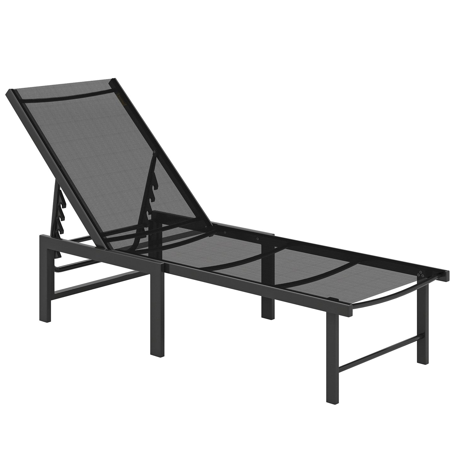 Sun Lounger, 5-Level Reclining Sun Lounger Chair, Black
