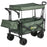 Folding Trolley Cart Storage Wagon Beach Trailer 4 Wheels with Handle Overhead Canopy Cart Push Pull for Camping, Green