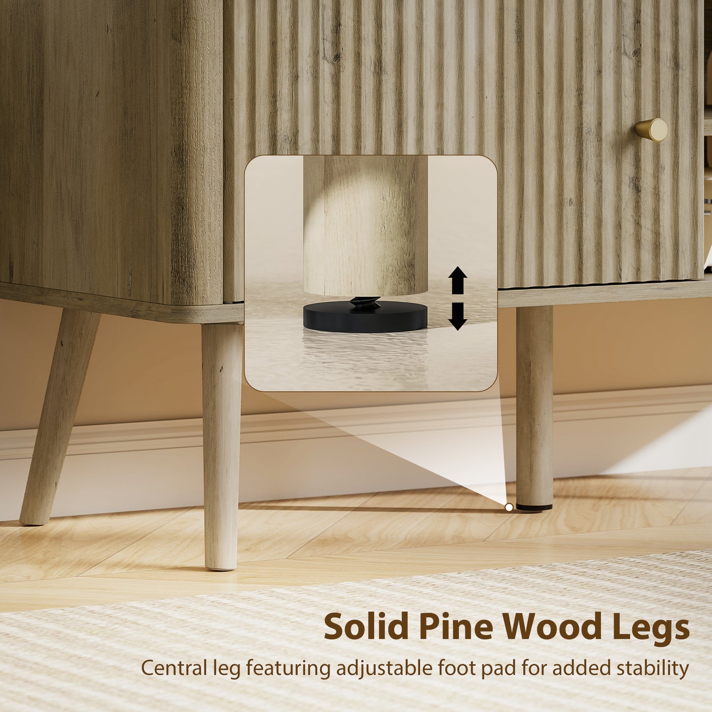 TV Stand Cabinet with Storage for TVs up to 55 Inches, Oak