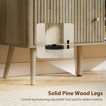 TV Stand Cabinet with Storage for TVs up to 55 Inches, Oak