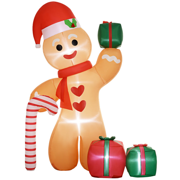 8FT Christmas Blow Up Gingerbread Man with Candy Cane for Party