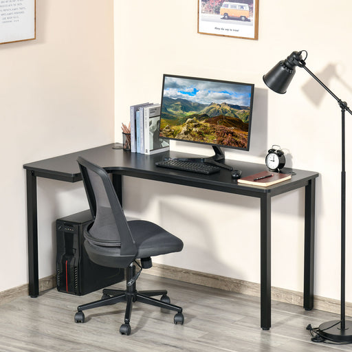 L-Shaped Gaming Desk, Computer Corner Desk with Cable Management, Home Office Workstation, 145 x 81 x 76cm, Black