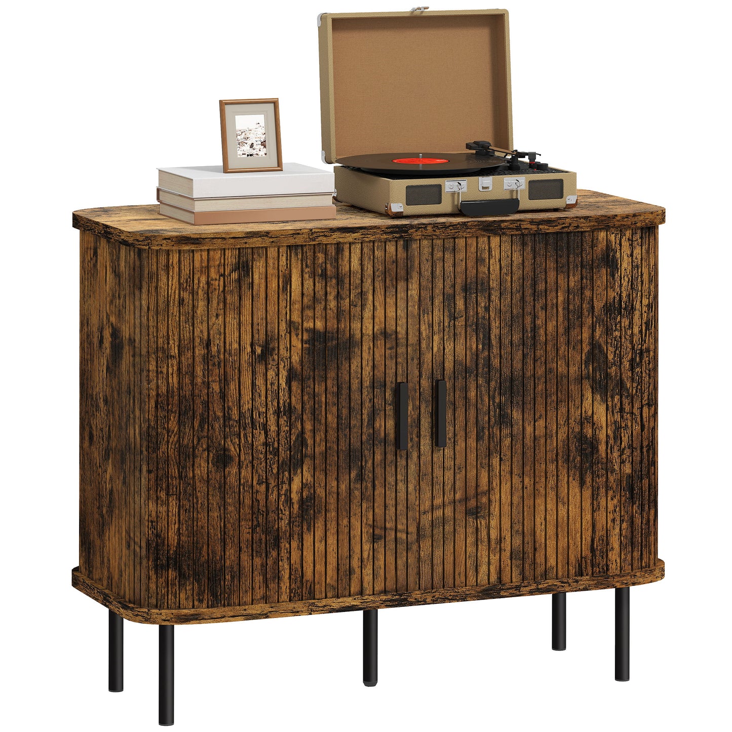 Sideboard Storage Cabinet with Sliding Doors Rustic Brown