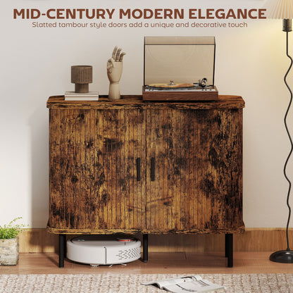 Sideboard Storage Cabinet with Sliding Doors Rustic Brown