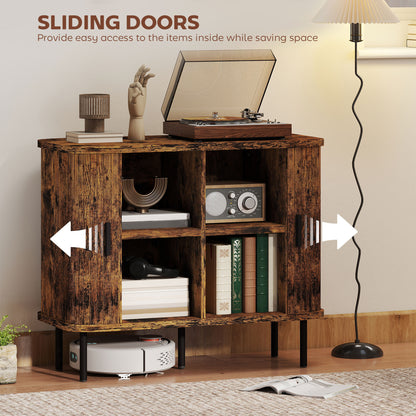 Sideboard Storage Cabinet with Sliding Doors Rustic Brown
