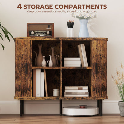 Sideboard Storage Cabinet with Sliding Doors Rustic Brown