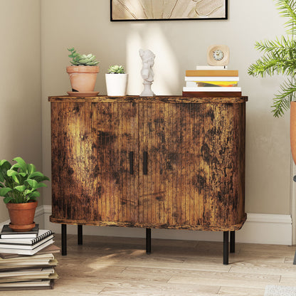 Sideboard Storage Cabinet with Sliding Doors Rustic Brown