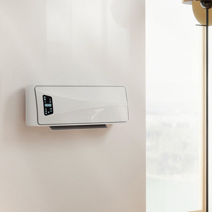 2000W Wall-Mounted Ceramic Heater with Oscillation, Thermostat, Timer and Remote - White