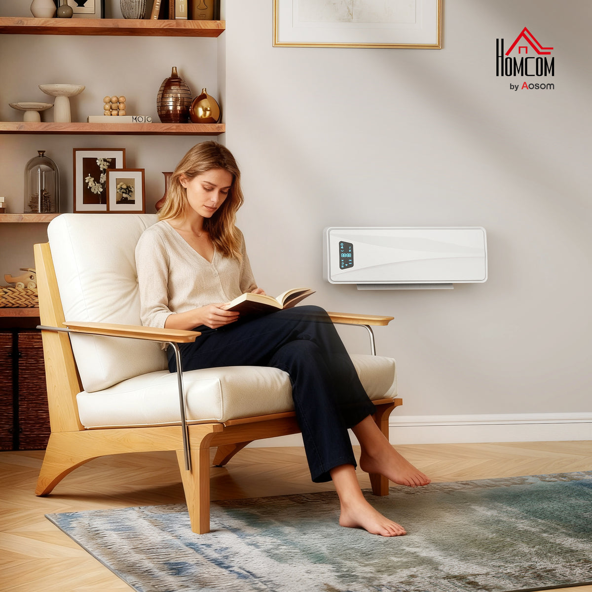 2000W Ceramic Electric Heater with Fan, Wall Heater, White