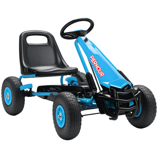 Kids Pedal Go Kart with Adjustable Seat, EVA Tyres, Blue