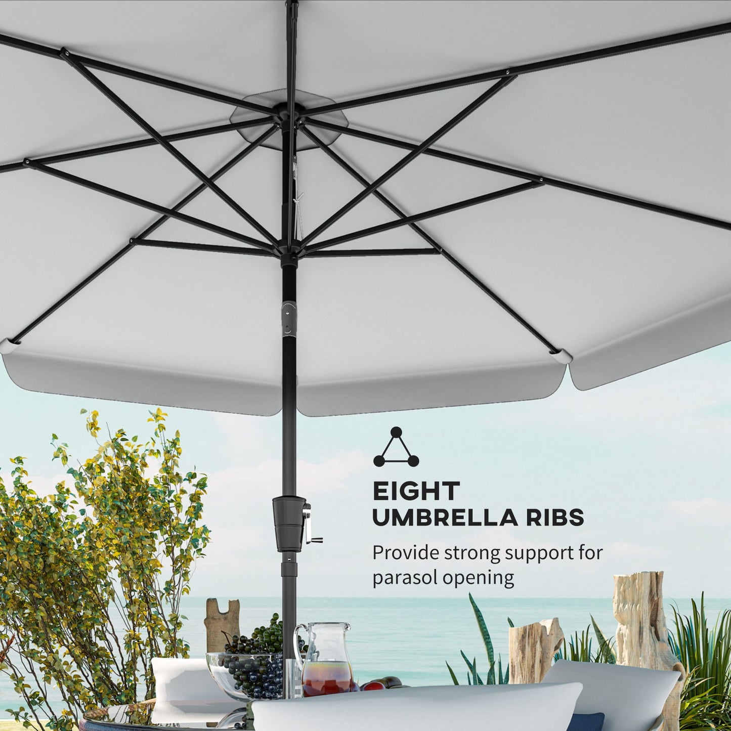3 m Garden Parasol with Tilt & Crank, UPF30+ Outdoor Table Umbrella