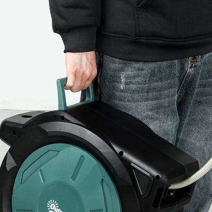 Retractable Hose Reel Wall Mounted with Lock, Green