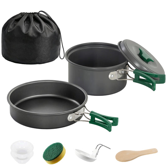 Camping Cookware Set, 8-Piece Ultralight Camping Cooking Kit Grey