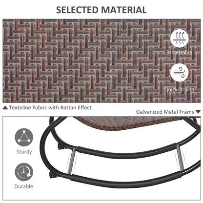 Rocking Chair Zero Gravity Rocking Lounge Chair Rattan Effect Patio Rocker w/ Removable Pillow Recliner Seat Breathable Texteline - Brown