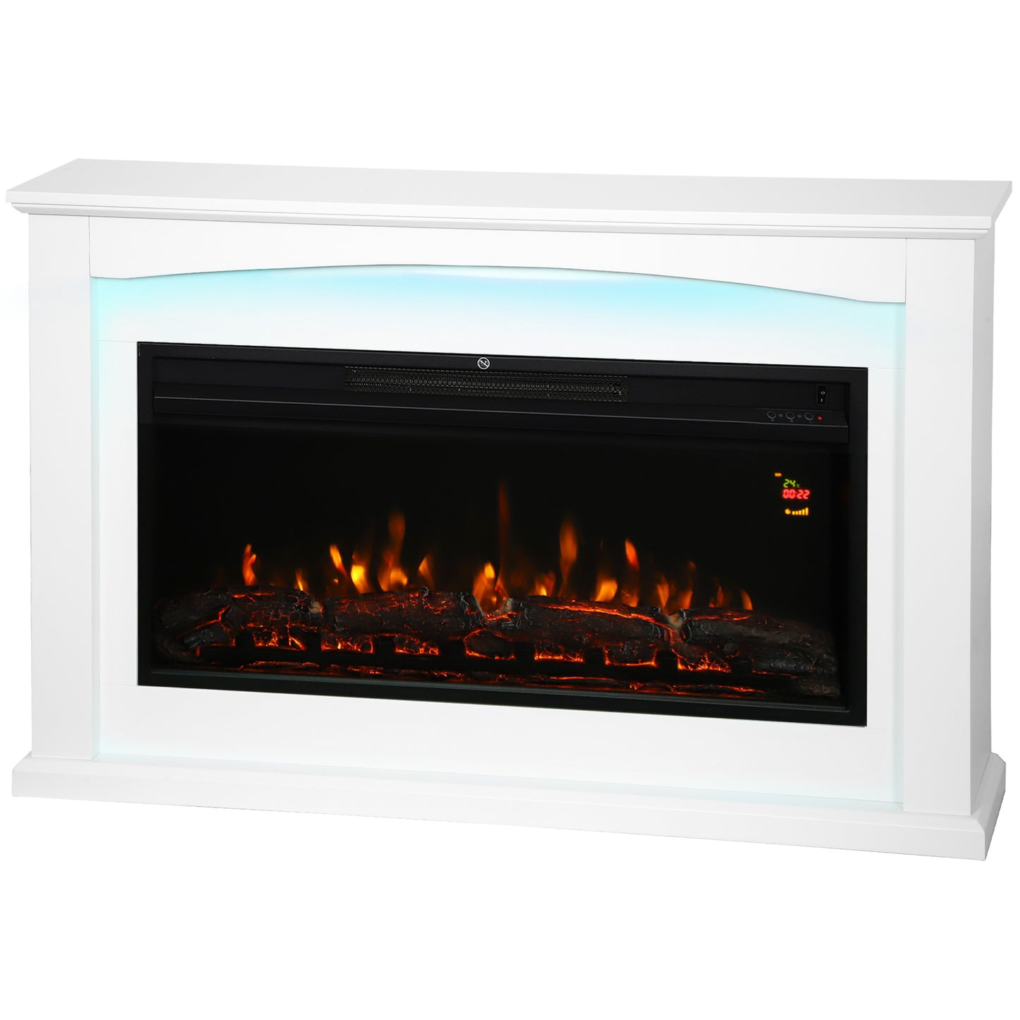 1000W/2000W Inset Electric Mantel & Fire Reach up to 30 m², White