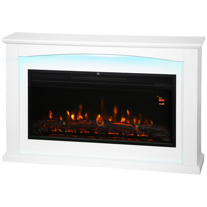 1000W/2000W Inset Electric Mantel & Fire Reach up to 30 m², White
