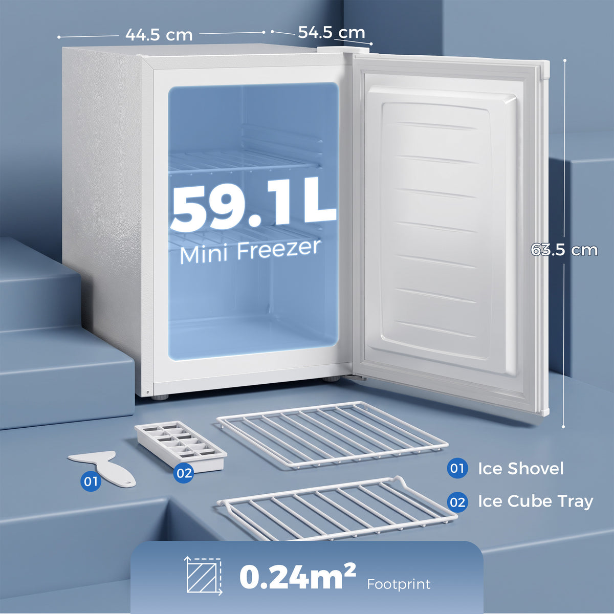 59.1L Tabletop Freezer with Reversible Door - White