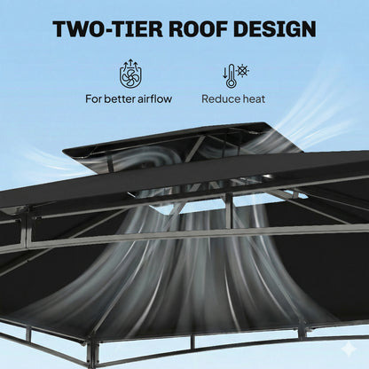 Outsunny 3 x 3 m Gazebo, Outdoor Gazebo Canopy with 2-Tier Roof, Black