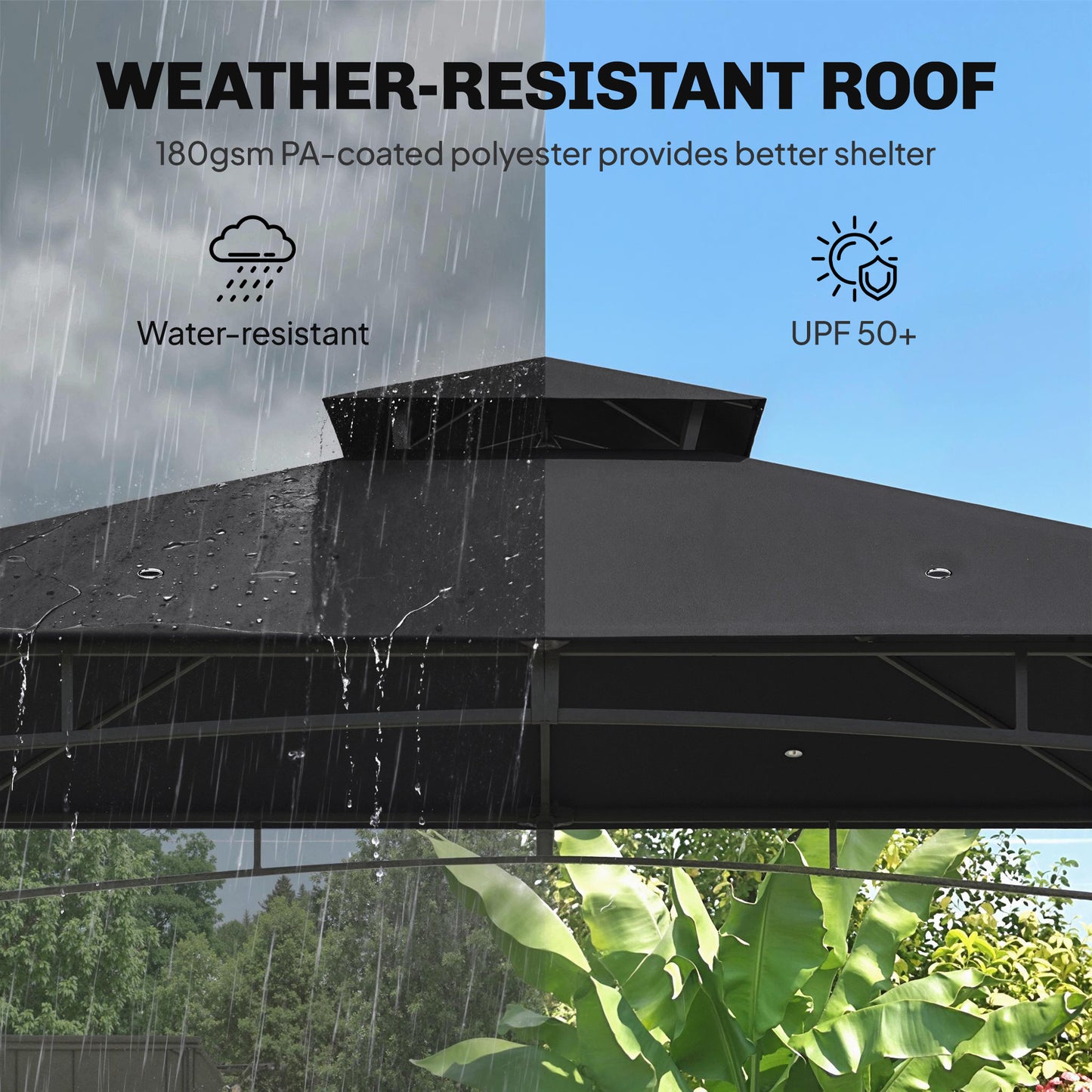 Outsunny 3 x 3 m Gazebo, Outdoor Gazebo Canopy with 2-Tier Roof, Black