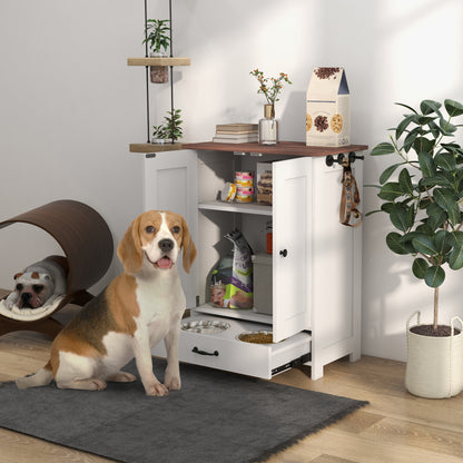 Dog Feeding Station with Storage, Pet Feeding Station with Dog Bowls