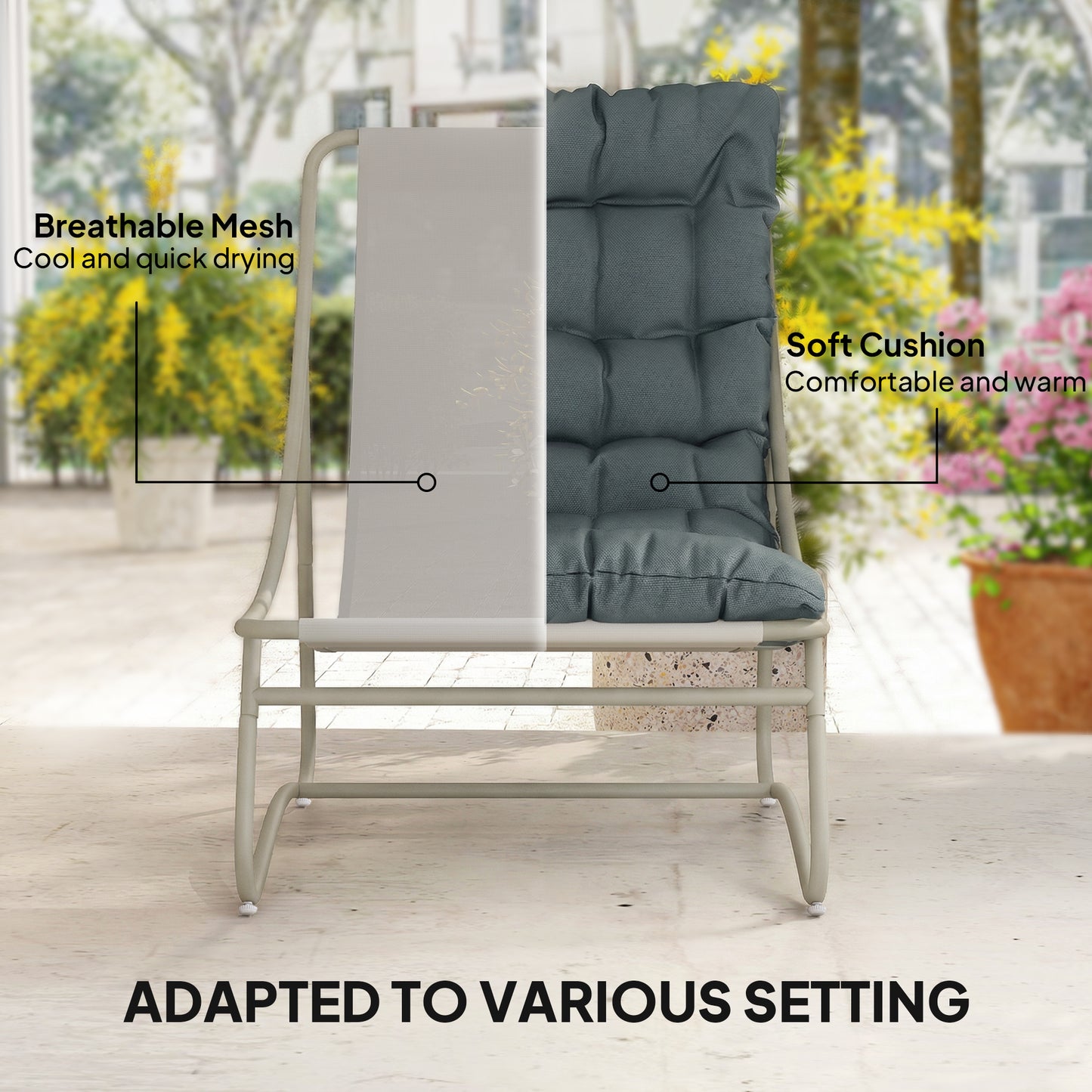 3 Piece Bistro Set, Outdoor Table and Chair Set with Footstool