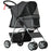 Pet Stroller Carrier Foldable Deluxe Walk Travel Dog Dark Grey