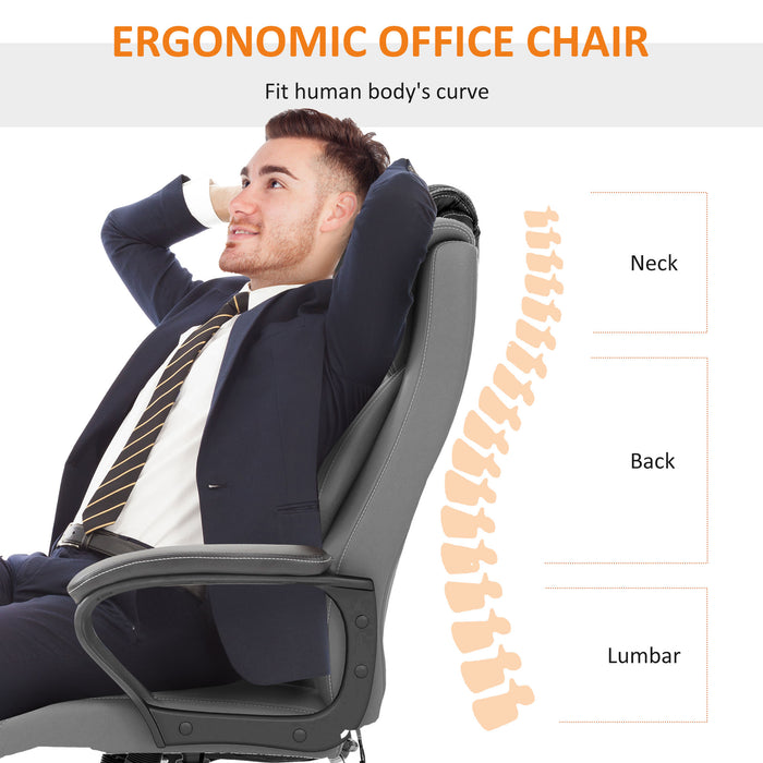 Vinsetto High Back Executive Office Chair 6- Point Vibration Massage Extra Padded Swivel Ergonomic Tilt Desk Seat, Grey