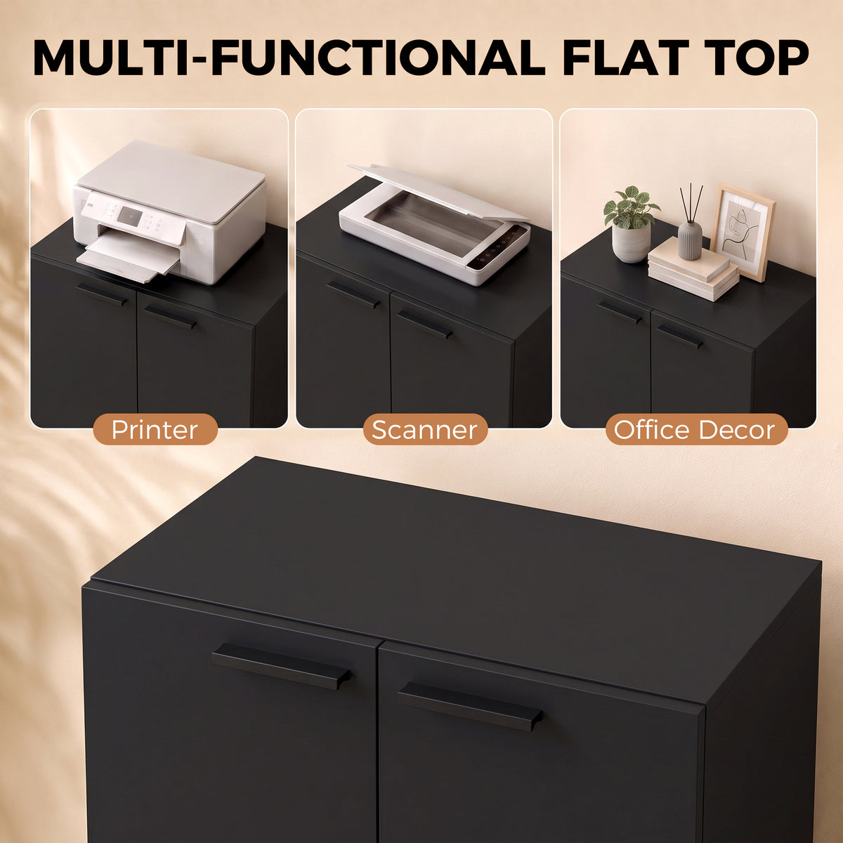 3-Tier Wooden Storage Cabinet Cupboard Tall Soft Close 120 cm Black
