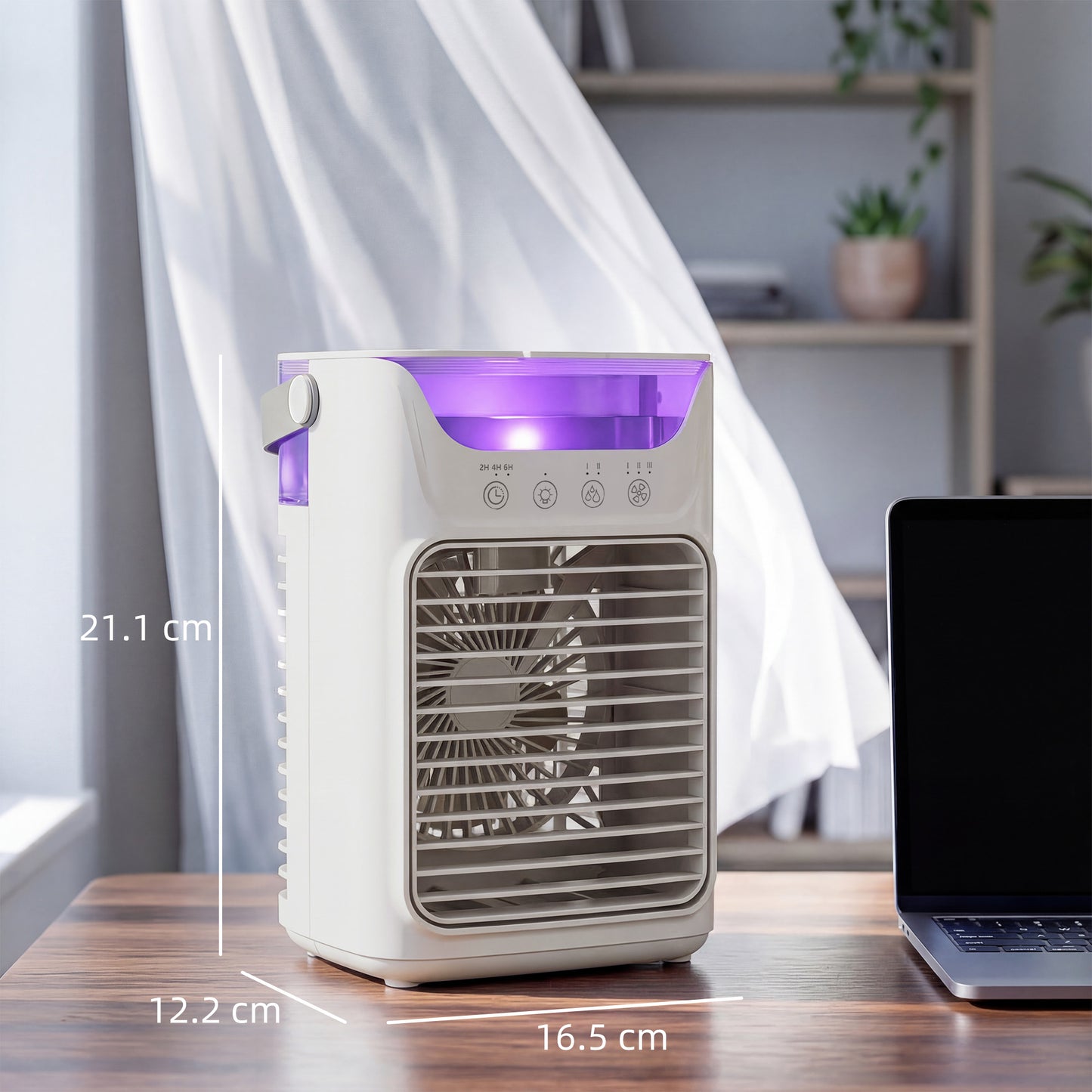 4-in-1 Mini Air Cooler, Portable Air Conditioner for Bedroom, Grey