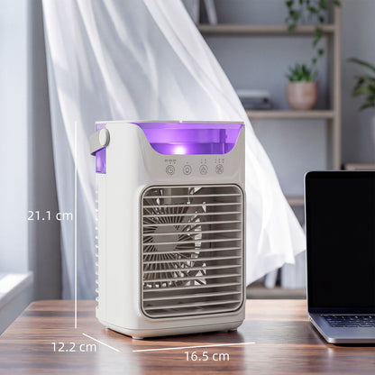 4-in-1 Mini Air Cooler, Portable Air Conditioner for Bedroom, Grey