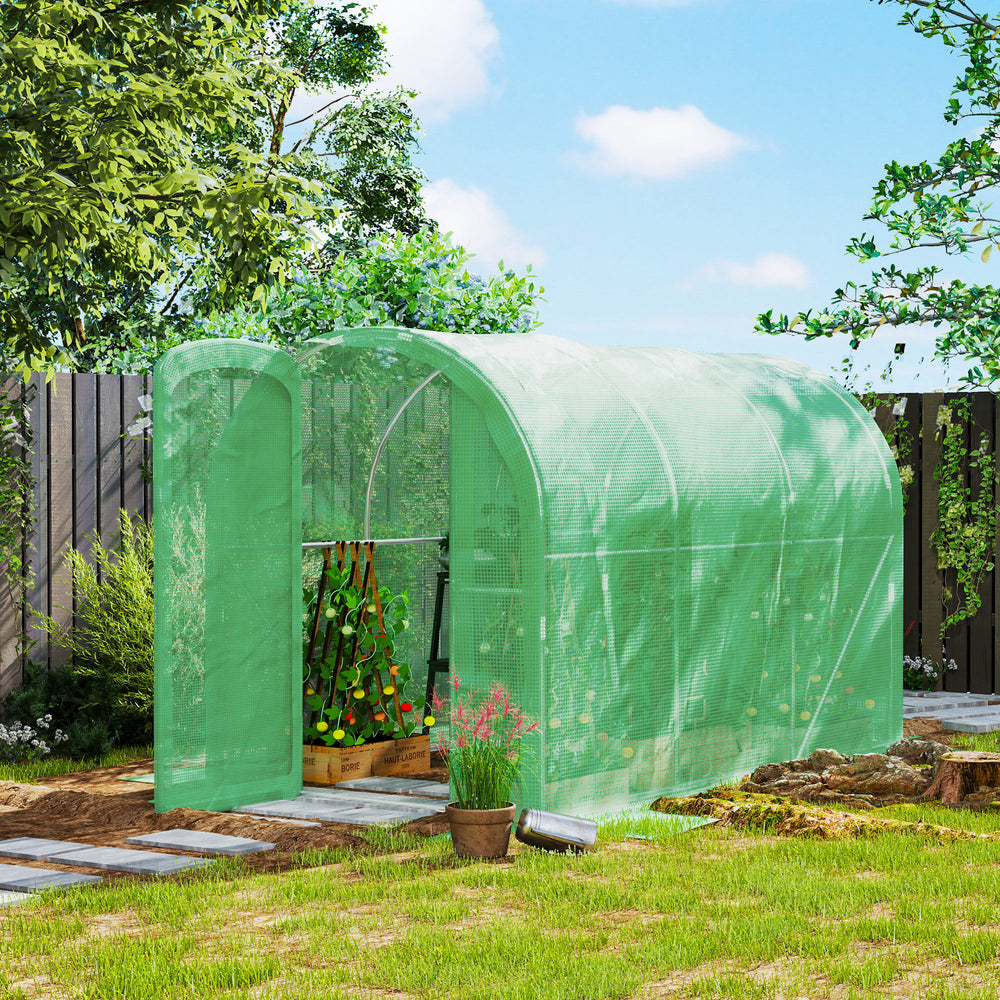 3 x 2 x 2m Polytunnel Greenhouse with Door, Galvanised Steel Frame