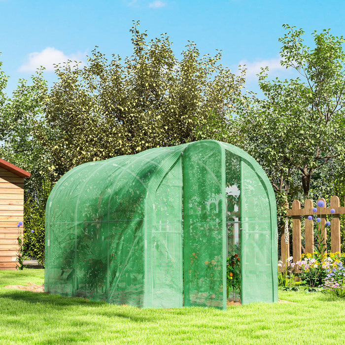 3 x 2 x 2m Polytunnel Greenhouse with Door, Galvanised Steel Frame