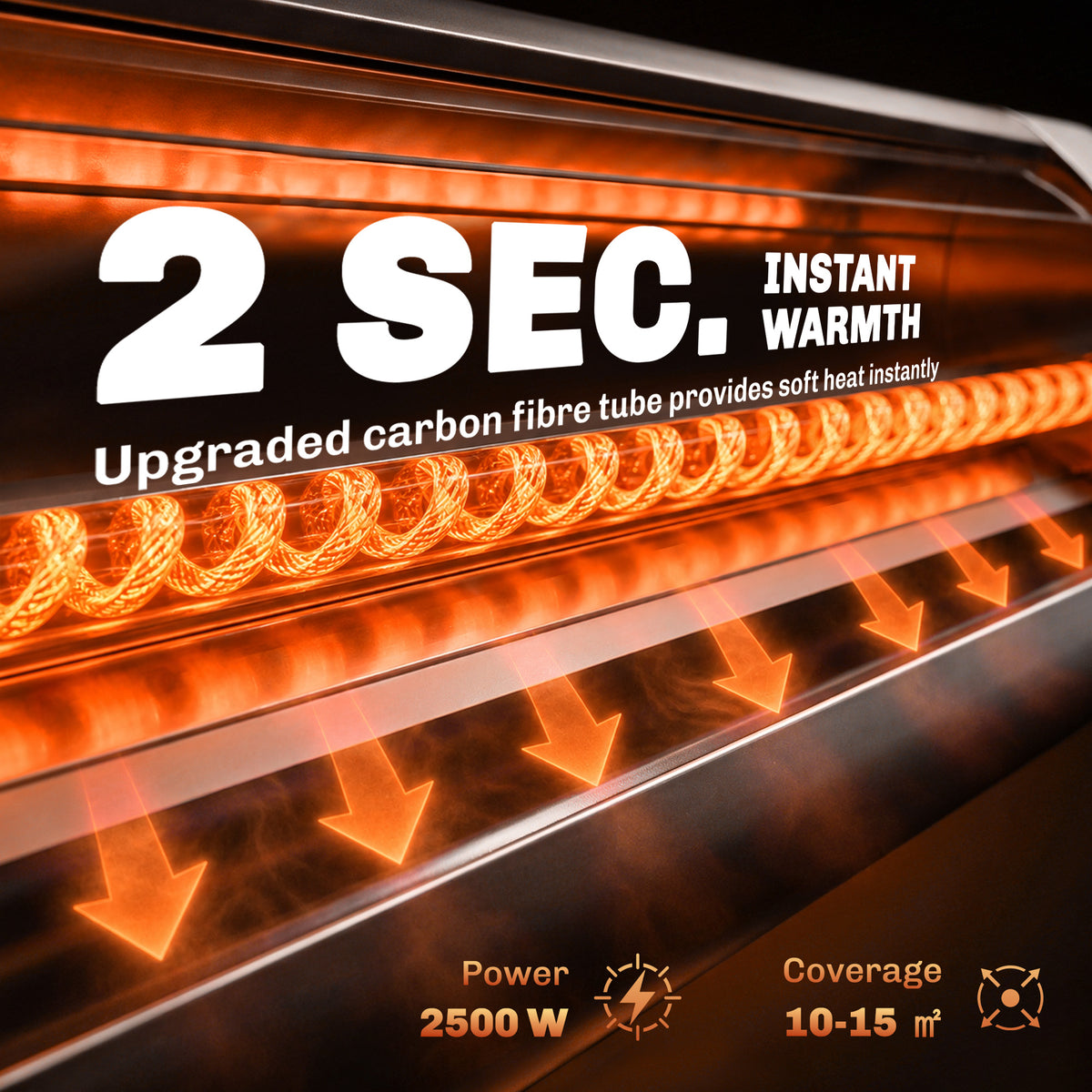 2500 W Electric Infrared Patio Heater, IP65 Garden Heater, Black