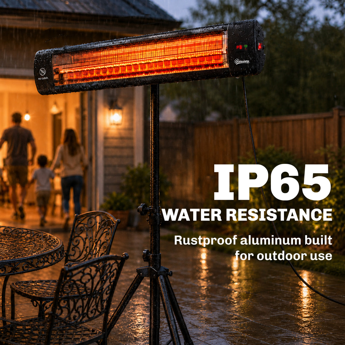 2500 W Electric Infrared Patio Heater, IP65 Garden Heater, Black