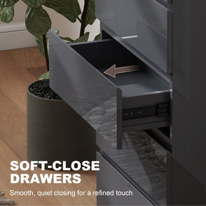 Bedroom Chest of Drawers, 5 Drawers Dresser, Drawer Unit, Grey