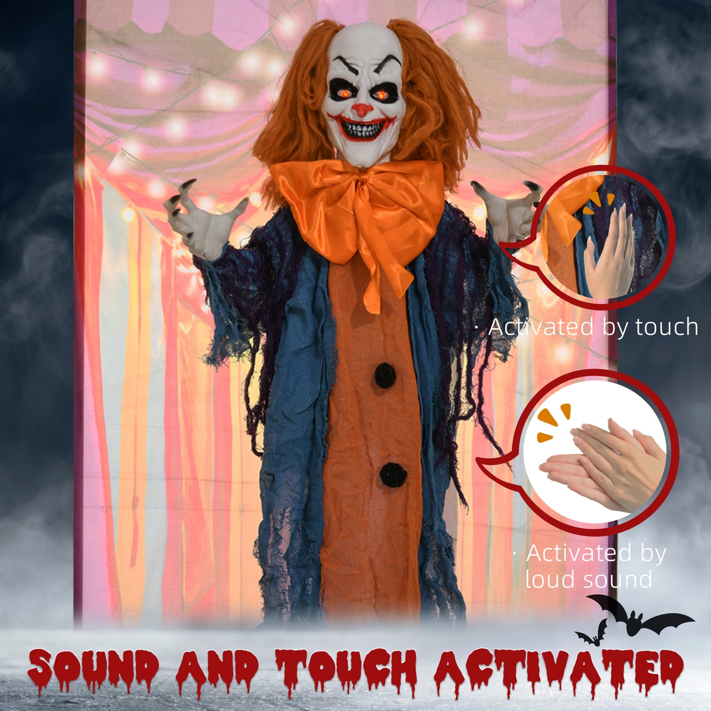 Circus Clown Halloween Decoration, Outdoor Animated Prop for Party