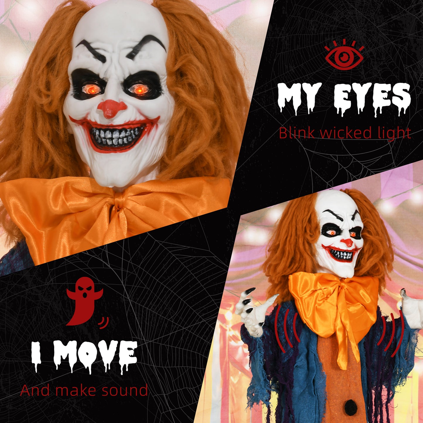 Circus Clown Halloween Decoration, Outdoor Animated Prop for Party