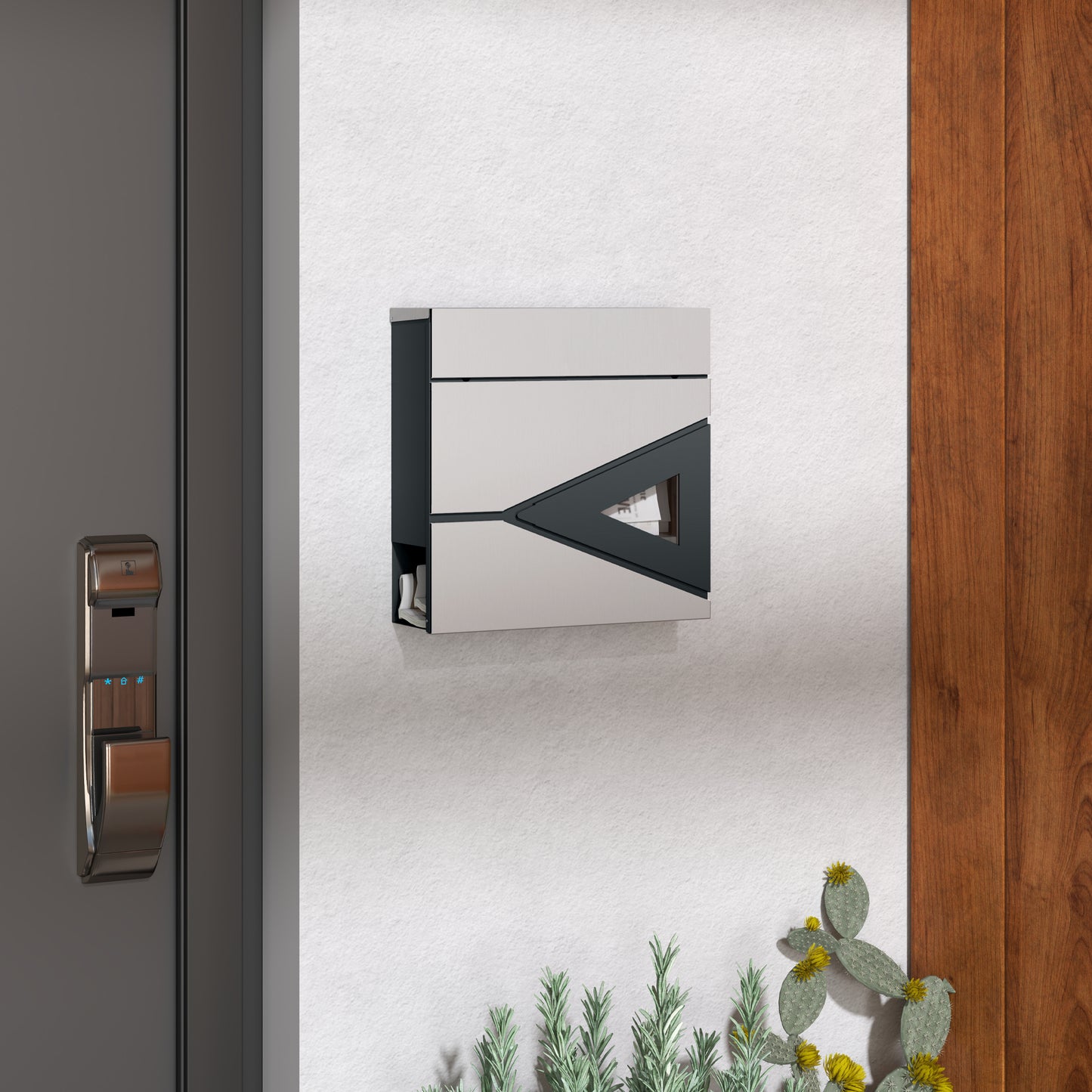 Modern Wall Mounted Post Box, Weatherproof Letterbox with Lock