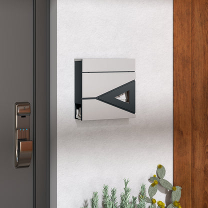Modern Wall Mounted Post Box, Weatherproof Letterbox with Lock