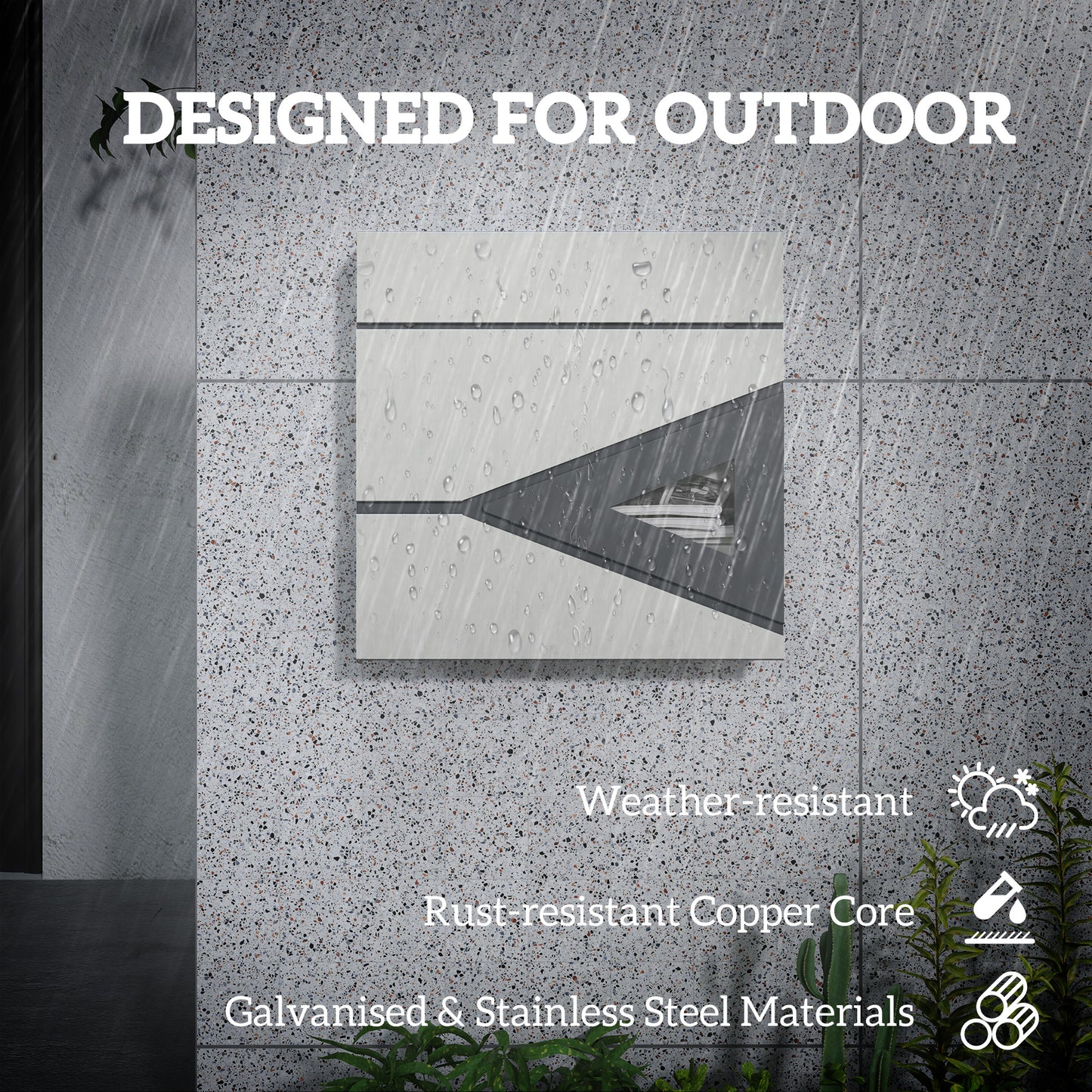 Modern Wall Mounted Post Box, Weatherproof Letterbox with Lock